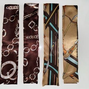 Scarf Handle Bag Purse Tie Band Bandana Hair Tie etc Brown tones. Great gift